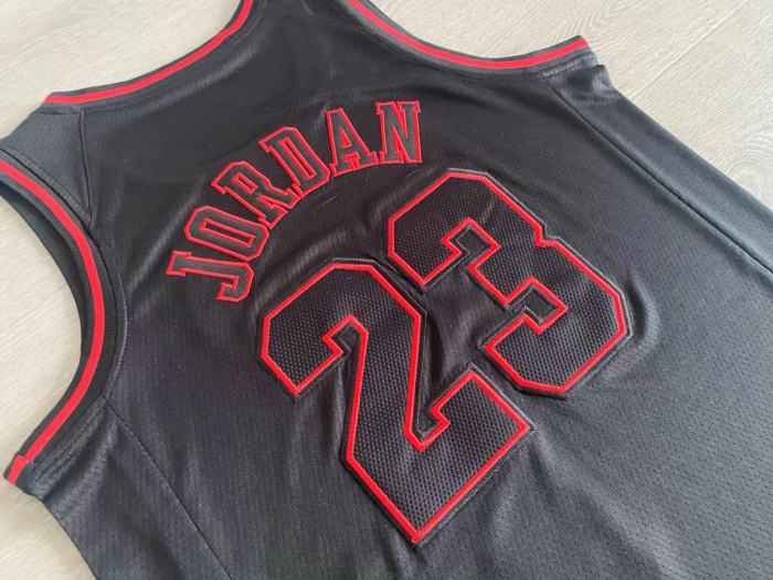 NBA Bulls Jordan#23 Black Signature Top Quality Dense Embroidery Jersey
