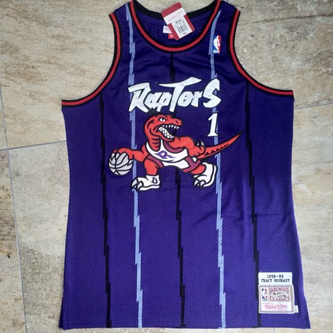 1998-1999 M&N Raptors Mcgrady #1 Purple Retro Top Quality Dense Embroidery NBA Jersey