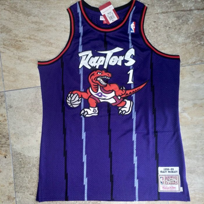 1998-1999 M&N Raptors Mcgrady #1 Purple Retro Top Quality Dense Embroidery NBA Jersey