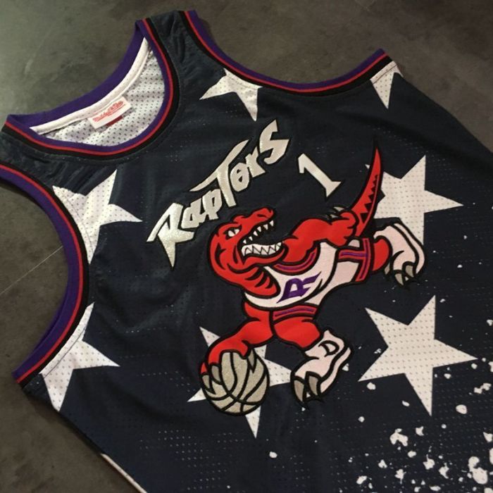 1998-1999 M&N Raptors Mcgrady #1 Independence Day Retro Top Quality Dense Embroidery NBA Jersey