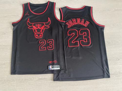NBA Bulls Jordan#23 Black Signature Top Quality Dense Embroidery Jersey