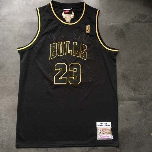 1997-1998 NBA Bulls Jordan#23 Black Top Quality Dense Embroidery Jersey