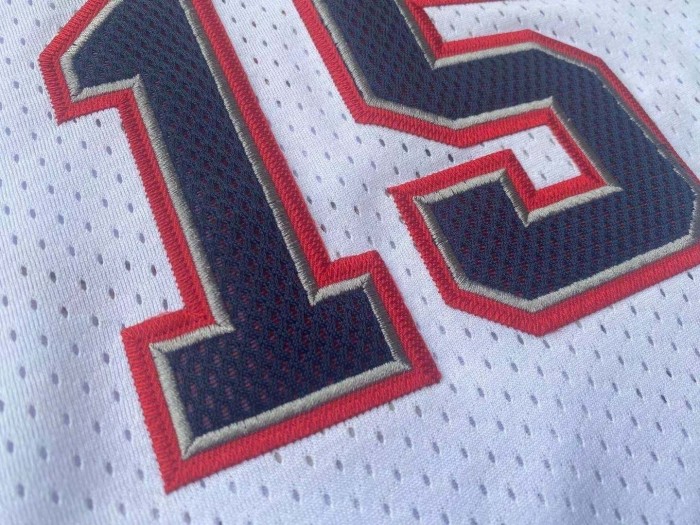 2006-2007 M&N Brooklyn Nets Carter#15 White Retro Top Quality Dense Embroidery NBA Jersey