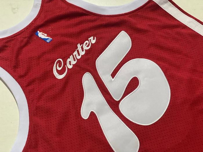 2015-2016 M&N Memphis Grizzlies Carter #15 Red Retro Top Quality Dense Embroidery NBA Jersey