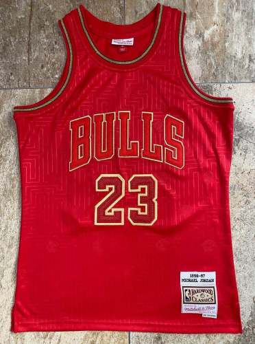 1996-1997 Bulls Jordan#23 Red Rat Year Edition Top Quality Dense Embroidery NBA Jersey