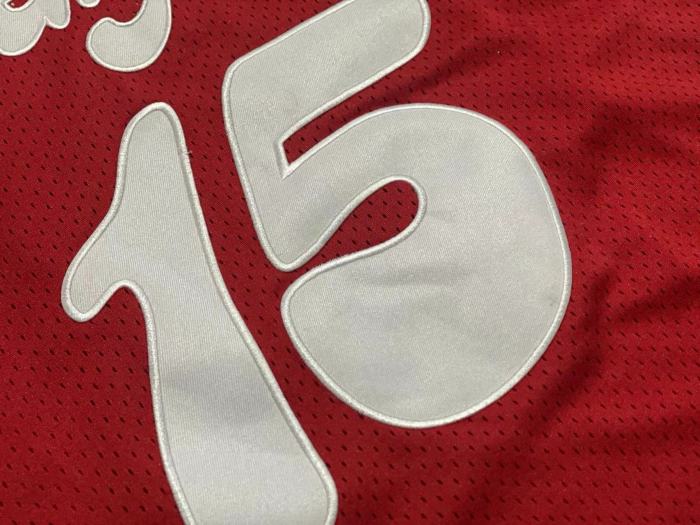 2015-2016 M&N Memphis Grizzlies Carter #15 Red Retro Top Quality Dense Embroidery NBA Jersey