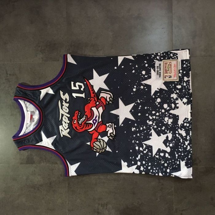1998-1999 M&N Raptors Carter #15 Independence Day Retro Top Quality Dense Embroidery NBA Jersey