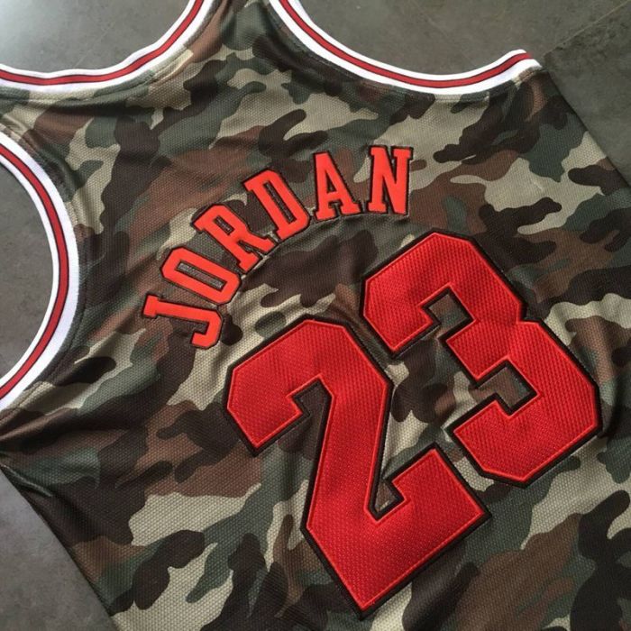 M&N Bulls Jordan#23 Camouflage Top Quality Dense Embroidery NBA Jersey