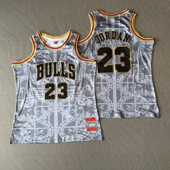 M&N Bulls Jordan#23 Year of the Snake Top Quality Dense Embroidery NBA Jersey