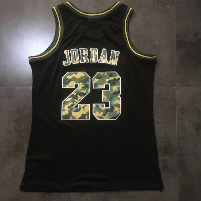 1997-1998 M&N Bulls Jordan#23 Camouflage Characters Top Quality Dense Embroidery NBA Jersey