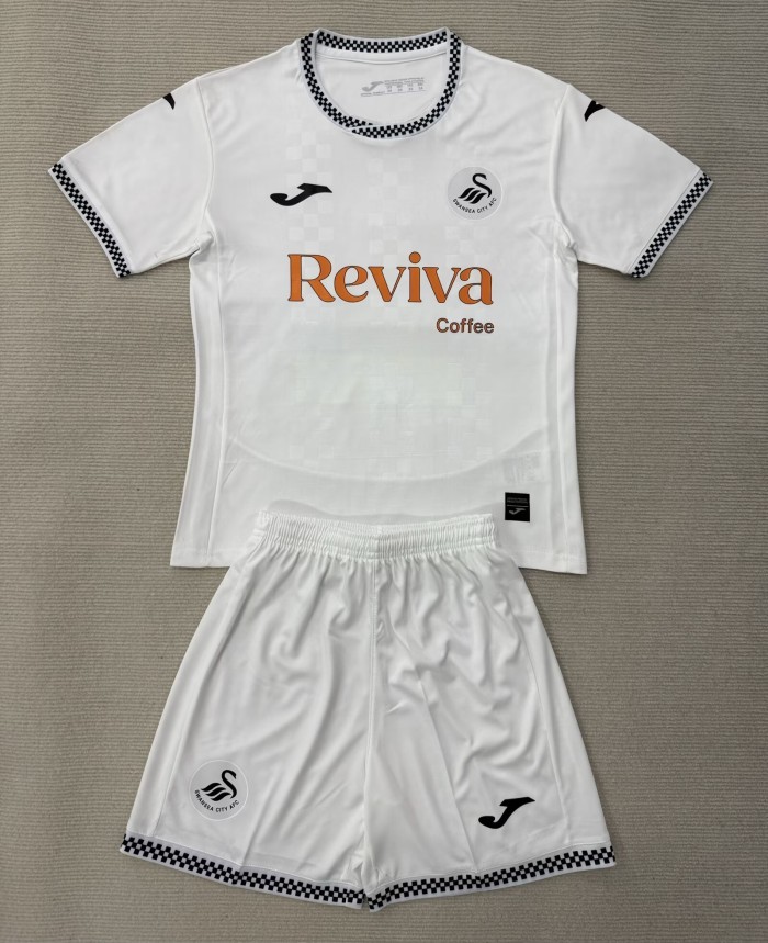25-26 Swansea City Home Kids Soccer Jersey