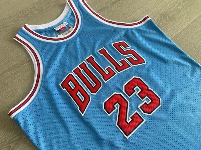 1997-1998 M&N Bulls Jordan#23 Blue Retro Top Quality Dense Embroidery NBA Jersey