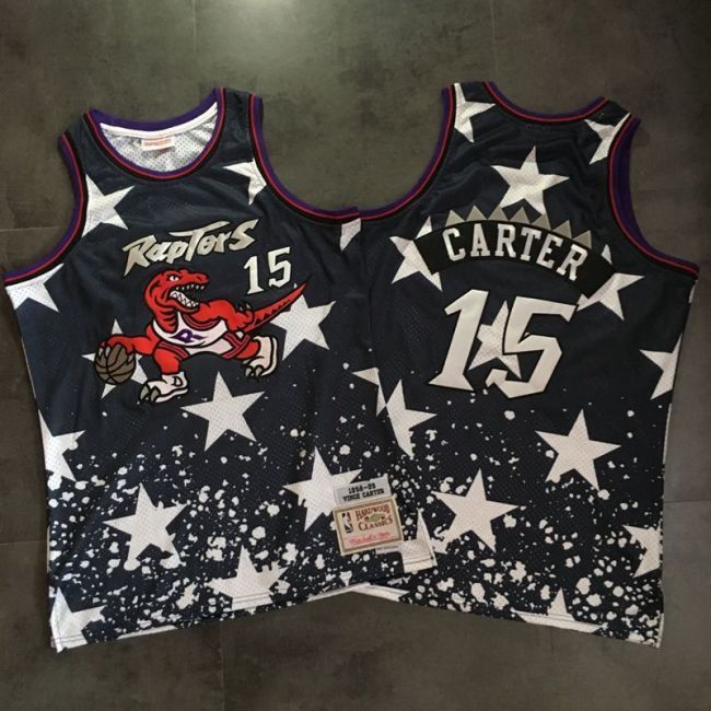1998-1999 M&N Raptors Carter #15 Independence Day Retro Top Quality Dense Embroidery NBA Jersey