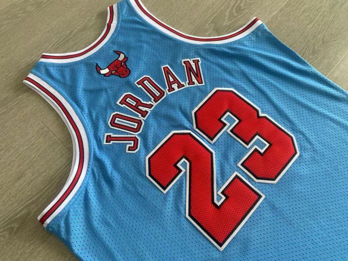 1997-1998 M&N Bulls Jordan#23 Blue Retro Top Quality Dense Embroidery NBA Jersey
