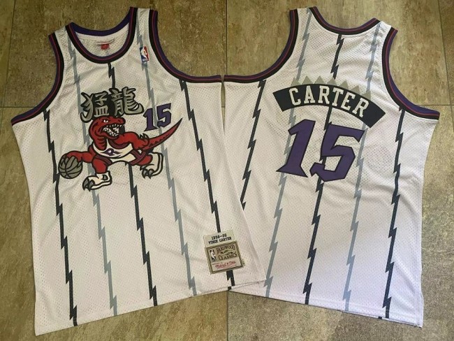 1998-1999 M&N Raptors Carter #15 White Retro Top Quality Dense Embroidery NBA Jersey