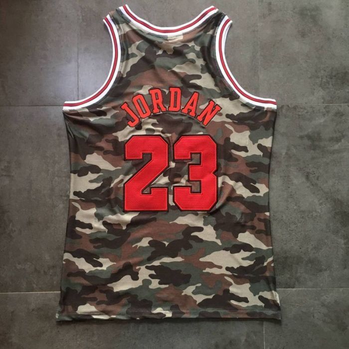 M&N Bulls Jordan#23 Camouflage Top Quality Dense Embroidery NBA Jersey