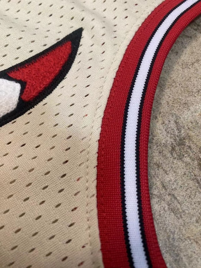 Bulls Jordan#23 Cream Chainstitch Swingman Top Quality Dense Embroidery NBA Jersey