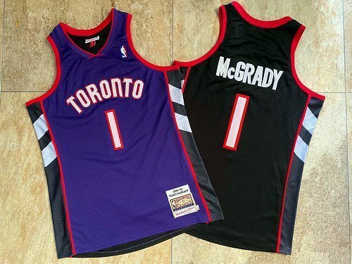 1999-2000 M&N Toronto Raptors Mcgrady #1 Retro Top Quality Dense Embroidery NBA Jersey