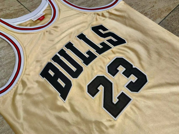 M&N Bulls Jordan#23 75th anniversary Top Quality Dense Embroidery NBA Jersey
