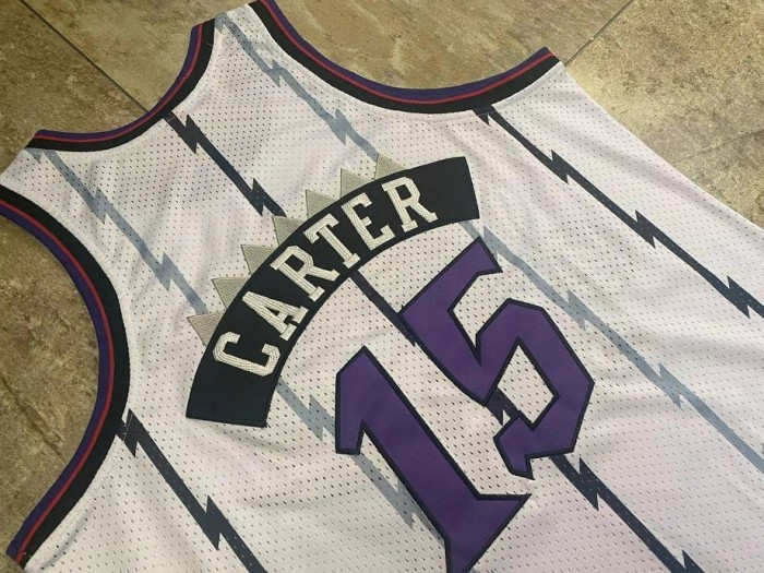 1998-1999 M&N Raptors Carter #15 White Retro Top Quality Dense Embroidery NBA Jersey