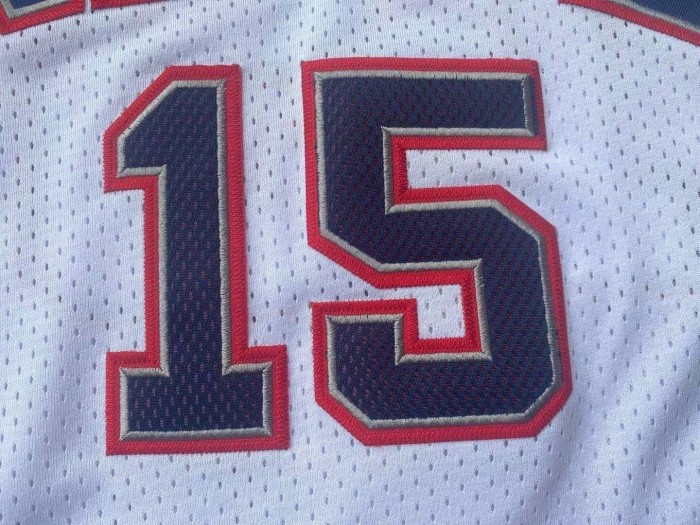 2006-2007 M&N Brooklyn Nets Carter#15 White Retro Top Quality Dense Embroidery NBA Jersey