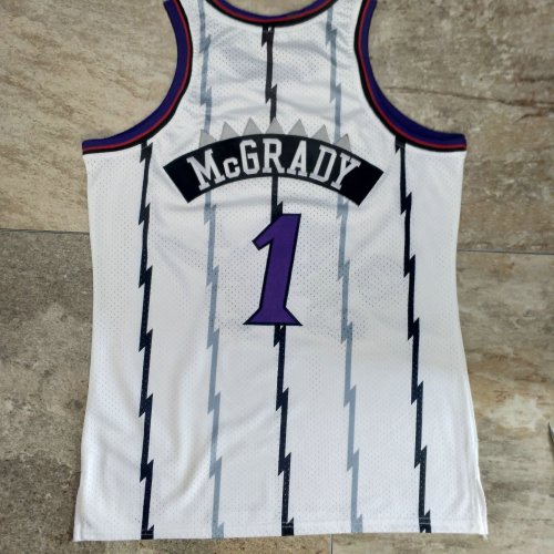 1998-1999 M&N Raptors Mcgrady #1 White Retro Top Quality Dense Embroidery NBA Jersey