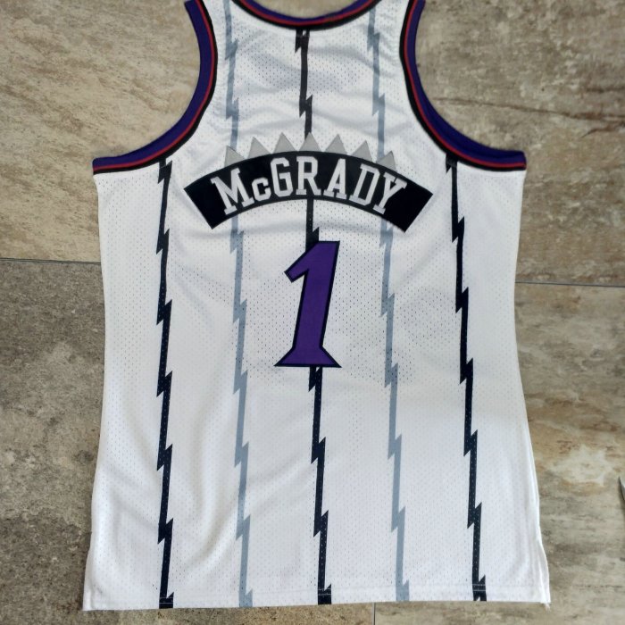 1998-1999 M&N Raptors Mcgrady #1 White Retro Top Quality Dense Embroidery NBA Jersey
