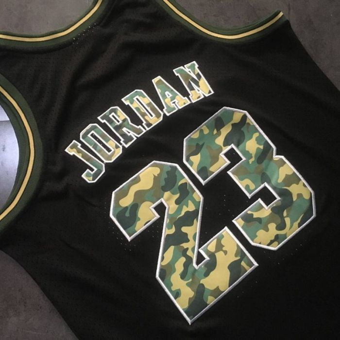 1997-1998 M&N Bulls Jordan#23 Camouflage Characters Top Quality Dense Embroidery NBA Jersey