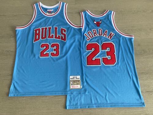 1997-1998 M&N Bulls Jordan#23 Blue Retro Top Quality Dense Embroidery NBA Jersey