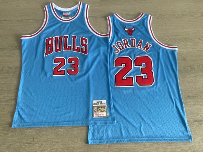 1997-1998 M&N Bulls Jordan#23 Blue Retro Top Quality Dense Embroidery NBA Jersey