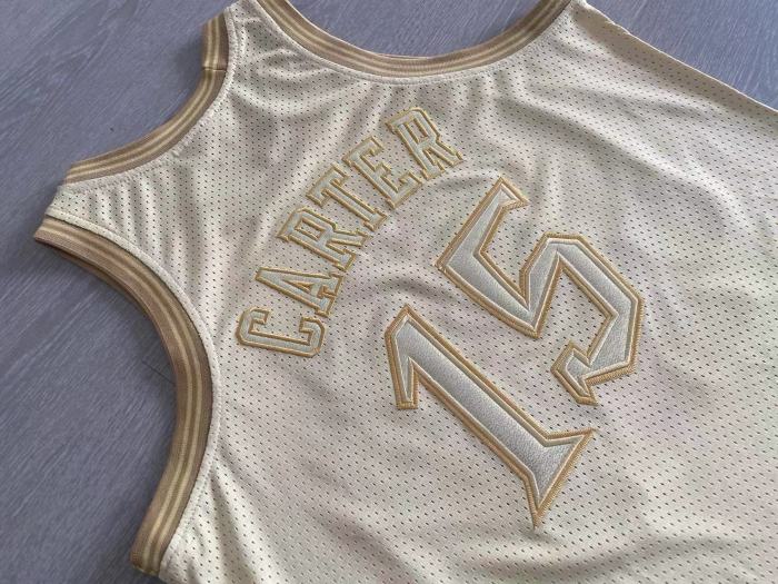1998-1999 M&N Raptors Carter #15 Golden Retro Top Quality Dense Embroidery NBA Jersey