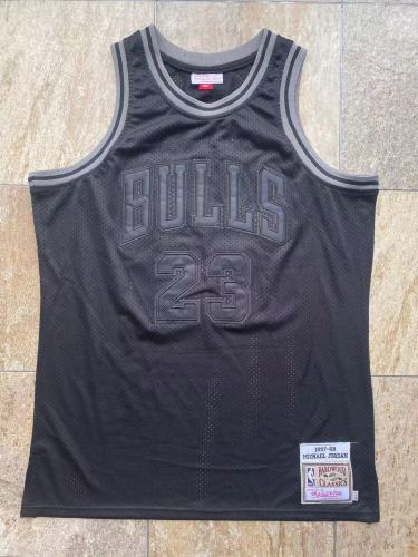 1997-1998 M&N Bulls Jordan#23 Black Top Quality Dense Embroidery NBA Jersey