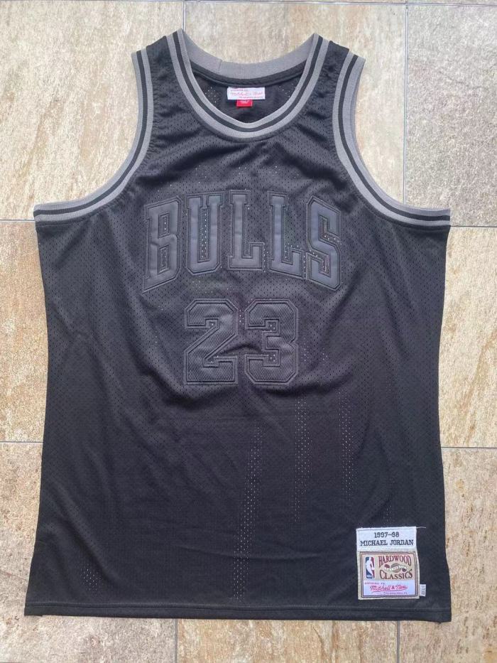 1997-1998 M&N Bulls Jordan#23 Black Top Quality Dense Embroidery NBA Jersey