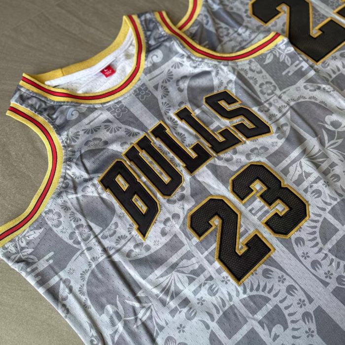 M&N Bulls Jordan#23 Year of the Snake Top Quality Dense Embroidery NBA Jersey