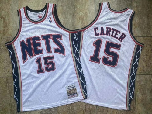 2006-2007 M&N Brooklyn Nets Carter#15 White Retro Top Quality Dense Embroidery NBA Jersey