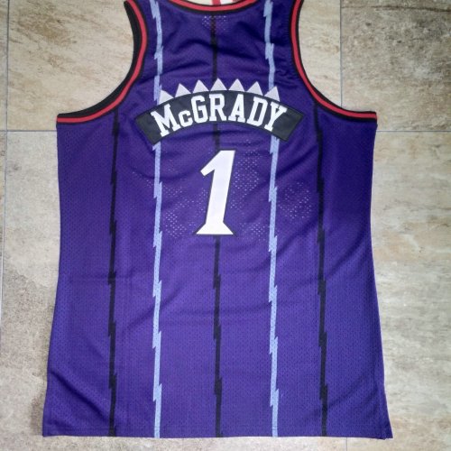 1998-1999 M&N Raptors Mcgrady #1 Purple Retro Top Quality Dense Embroidery NBA Jersey