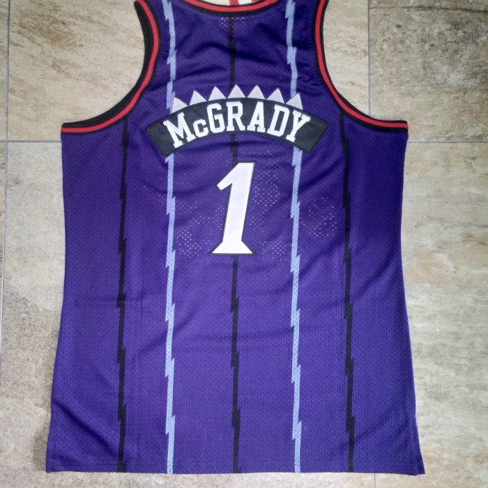 1998-1999 M&N Raptors Mcgrady #1 Purple Retro Top Quality Dense Embroidery NBA Jersey