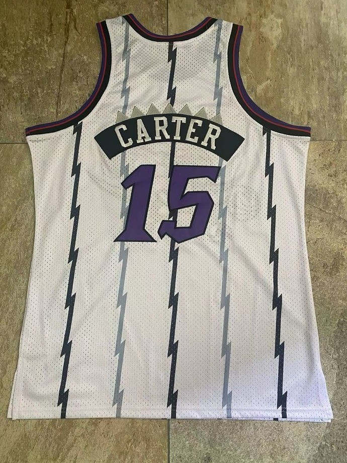 1998-1999 M&N Raptors Carter #15 White Retro Top Quality Dense Embroidery NBA Jersey