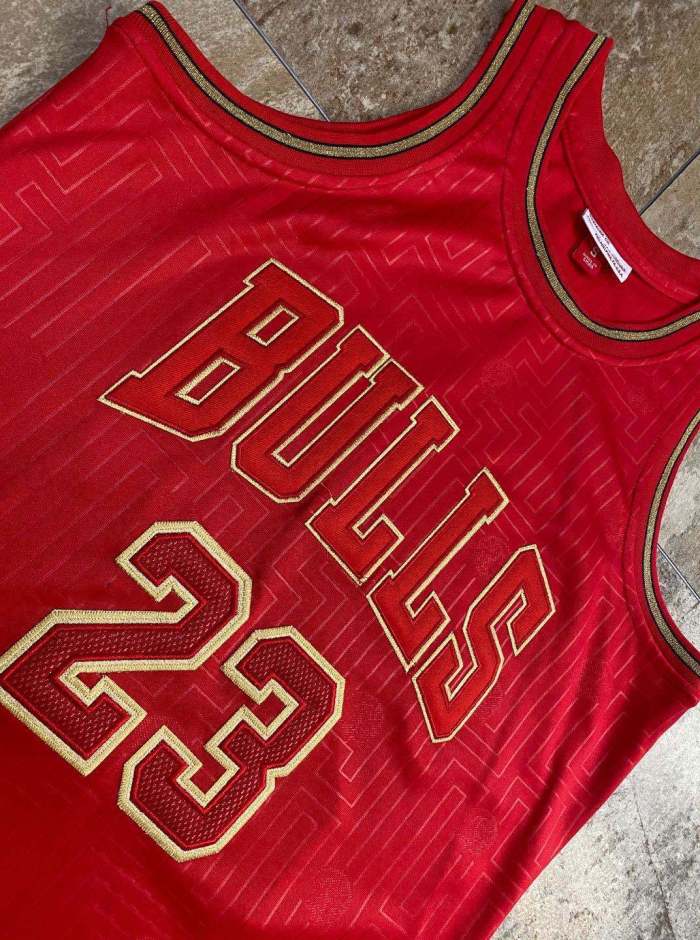 1996-1997 Bulls Jordan#23 Red Rat Year Edition Top Quality Dense Embroidery NBA Jersey