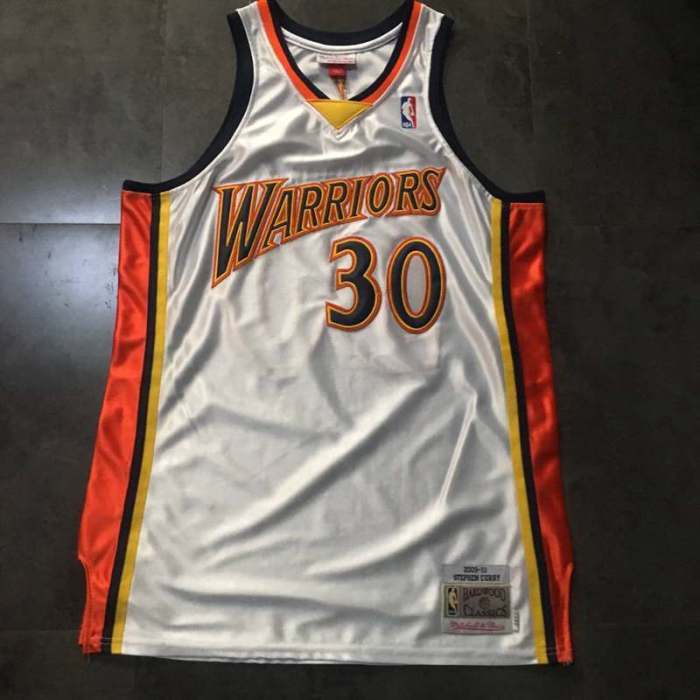 2009-2010 M&N Warriors Curry #30 White Retro Top Quality Dense Embroidery NBA Jersey