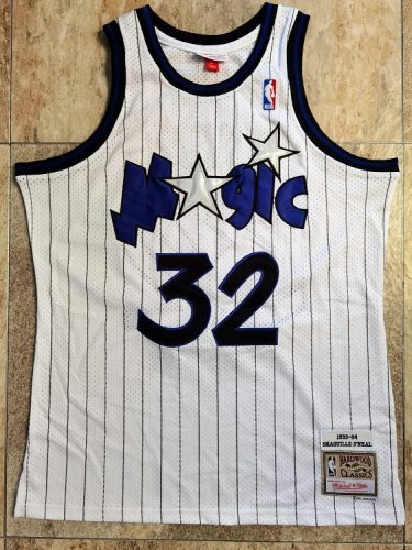 1993-1994 M&N Magic O'Neal #32 White Retro Top Quality Dense Embroidery NBA Jersey
