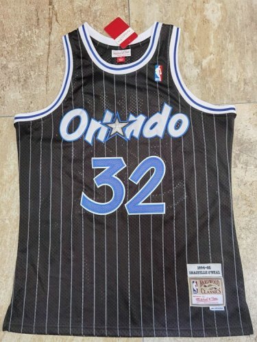 1994-1995 M&N Magic O'Neal #32 Black Retro Top Quality Dense Embroidery NBA Jersey
