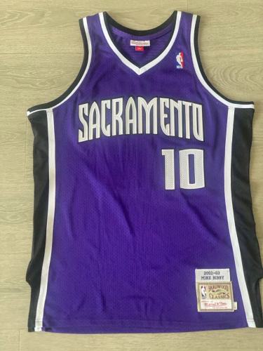 2002-2003 M&N Kings Bibby #10 Purple Retro Top Quality Dense Embroidery NBA Jersey
