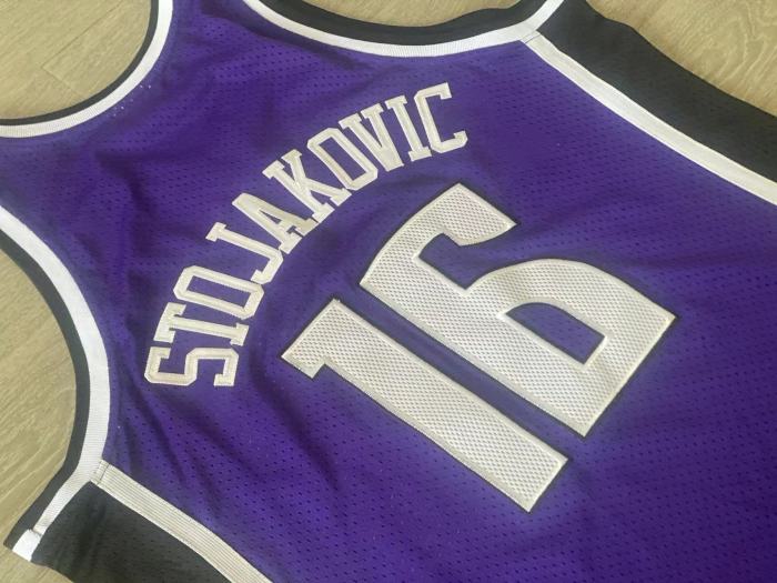 2002-2003 M&N Kings Stojakovic #16 Purple Retro Top Quality Dense Embroidery NBA Jersey
