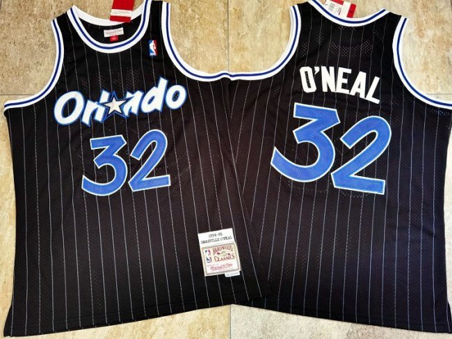 1994-1995 M&N Magic O'Neal #32 Black Retro Top Quality Dense Embroidery NBA Jersey