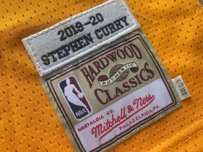 2019-2020 M&N Warriors Curry #30 Yellow Retro Top Quality Dense Embroidery NBA Jersey