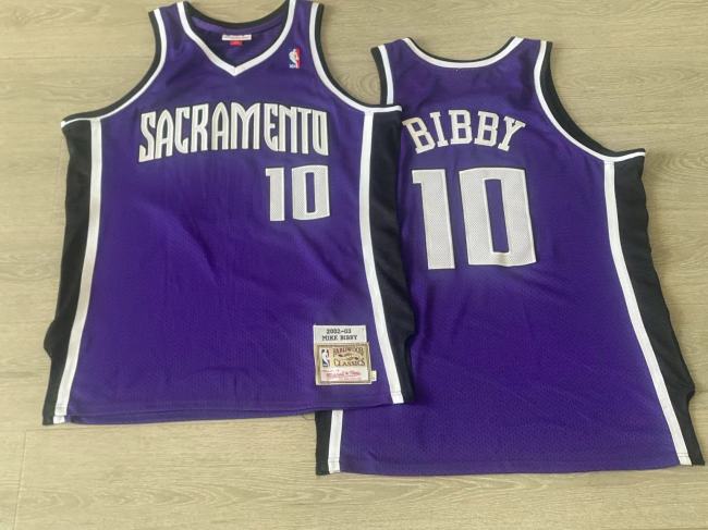 2002-2003 M&N Kings Bibby #10 Purple Retro Top Quality Dense Embroidery NBA Jersey