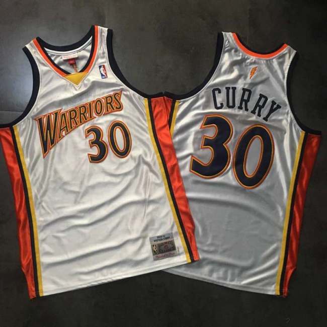 2009-2010 M&N Warriors Curry #30 White Retro Top Quality Dense Embroidery NBA Jersey