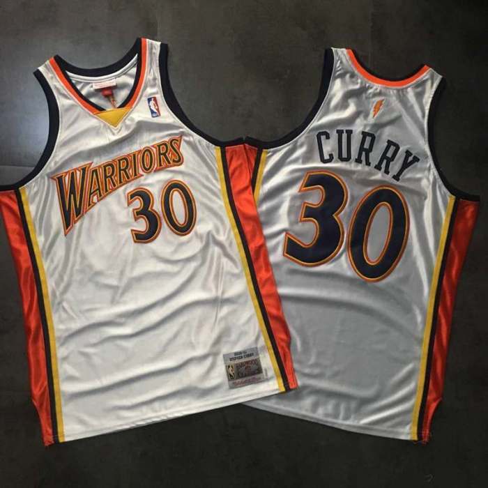 2009-2010 M&N Warriors Curry #30 White Retro Top Quality Dense Embroidery NBA Jersey