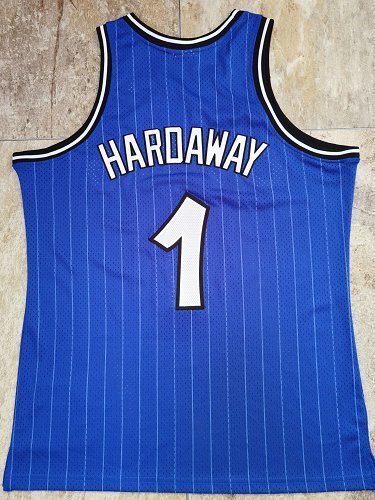 1994-1995 M&N Magic Hardaway #1 Blue Retro Top Quality Dense Embroidery NBA Jersey